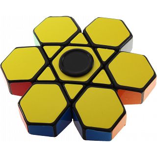 Fidget Spinner 3x3x1 6-Petal Cube - Black Body