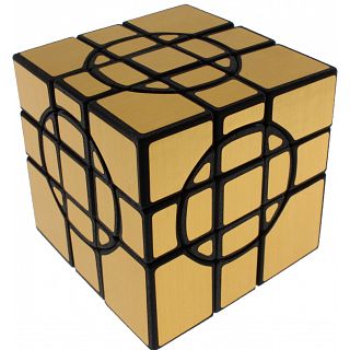 Crazy Mirror 3x3x3 - Black Body with Gold Label (3D Printed)
