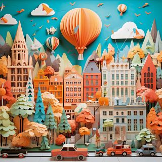 Paper-Like: Townscape - Square Jigsaw Puzzle