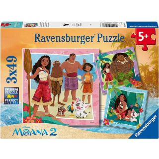 Disney Moana 2: Off to New Adventures - 3 x 49 Piece Puzzles