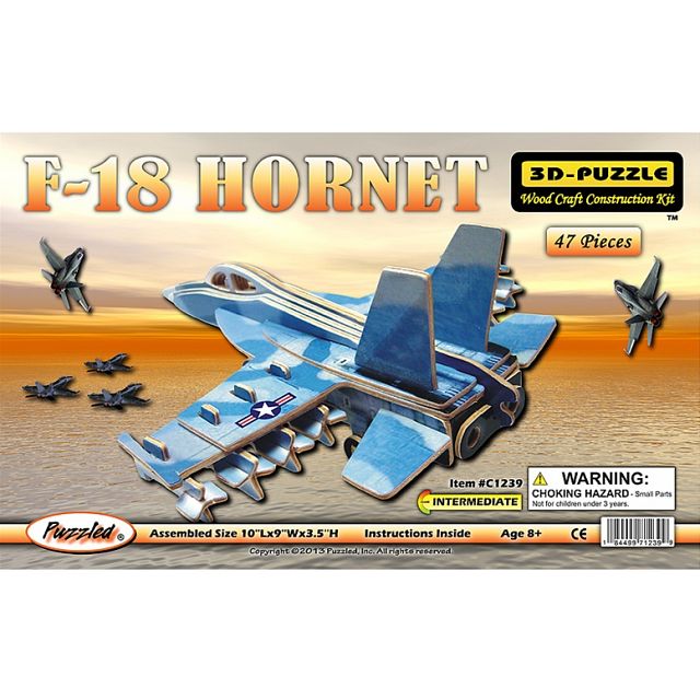 F-18 Hornet Jet Plane - Illuminated 3D Wooden Puzzle