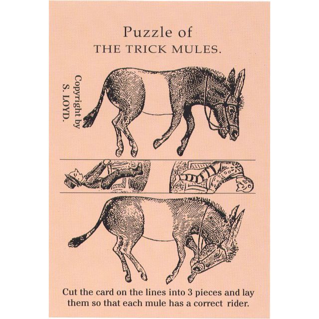 Puzzle of the Trick Mules Trade Card Paper Puzzles Puzzle Master Inc