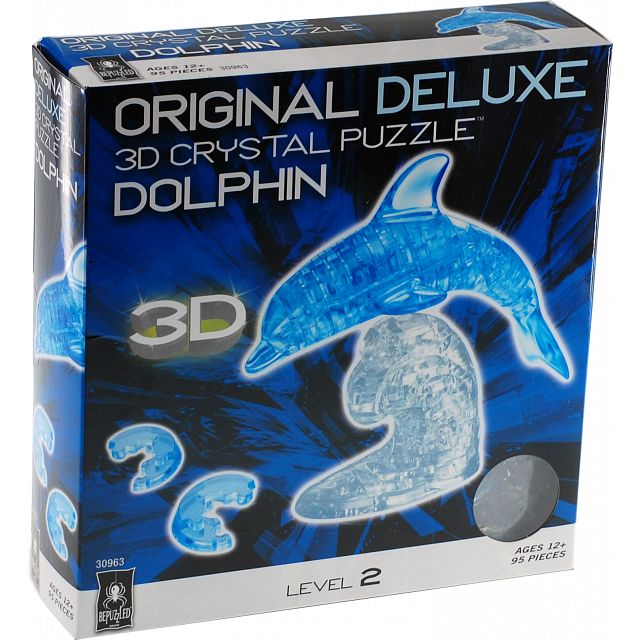 3D Crystal Puzzle Deluxe - Dolphin (Blue)