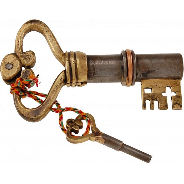 Key Shaped Iron & Brass Puzzle Lock Puzzle Locks Puzzle Master Inc