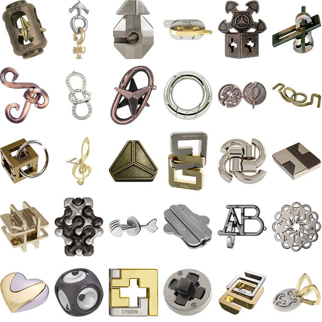 Levels 5-7: a set of 31 Hanayama Metal Puzzles | Metal Puzzles