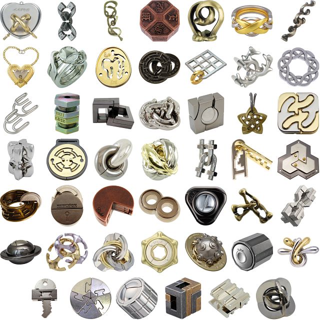 Levels 46 a set of 45 Hanayama Metal Puzzles Group Specials