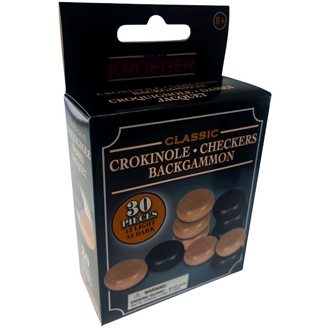 Wooden Crokinole / Backgammon / Checkers - 30 Pieces