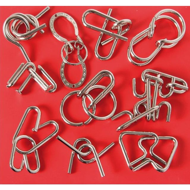 10 Metal Puzzle Set - Red | More Wire Puzzles | Puzzle Master Inc
