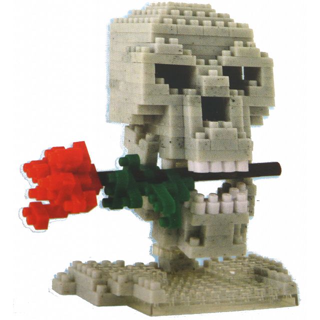 3D Pixel Puzzle - Skull & Rose