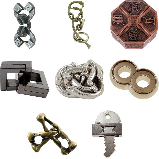 Level 10 - a set of 8 Hanayama puzzles | Hanayama Metal Puzzles
