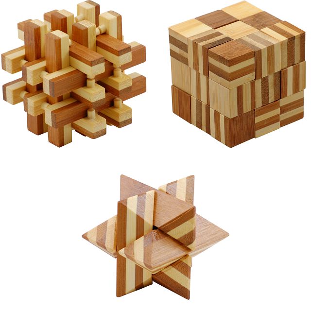 Group Special - a set of 3 Bamboo Wood puzzles