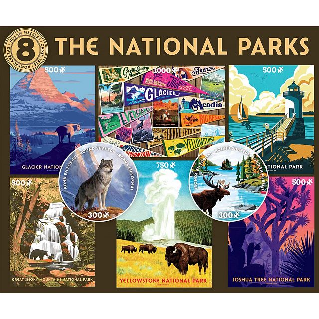 8 in 1 Multi-Piece Puzzle Set - The National Parks, Jigsaws
