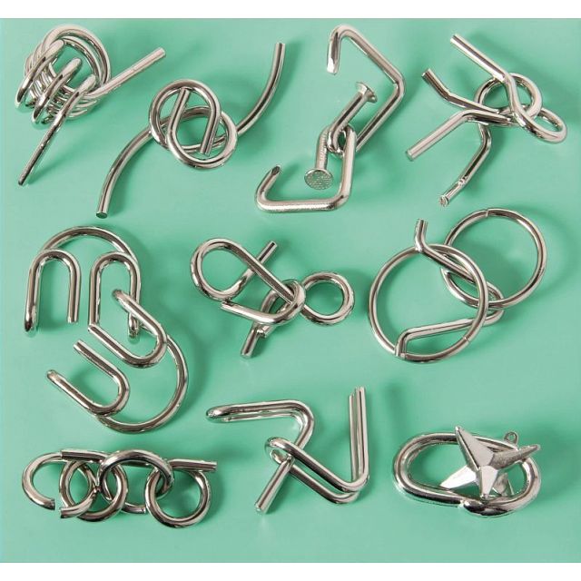 10 Metal Puzzles - Set of 4 | More Wire Puzzles | Puzzle Master Inc