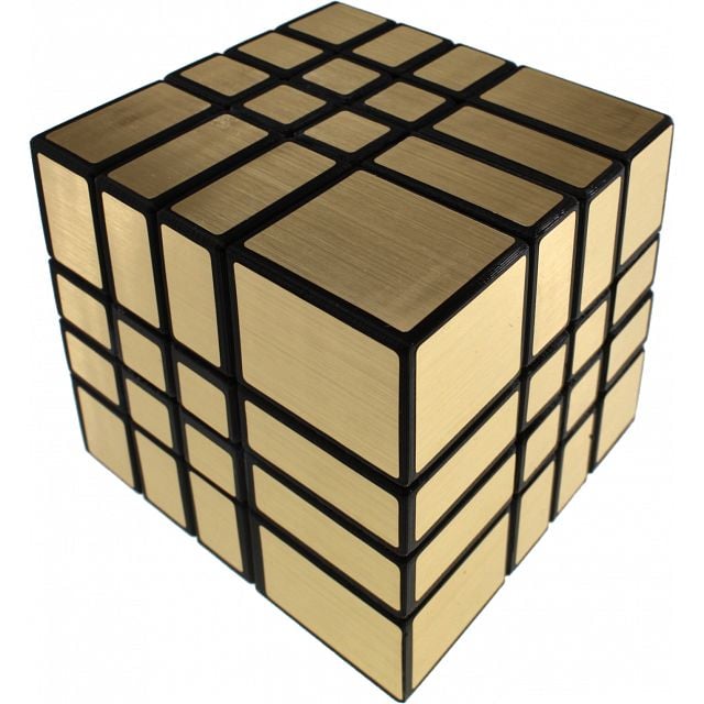 Mirror 4x4x4 Cube - Black Body with Gold Label (Lee Mod)