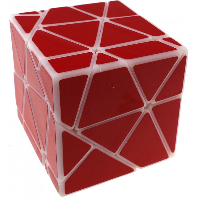 GhostZ White Body with Red Stickers (Skewb-Core + 2x2x2 Cutting)