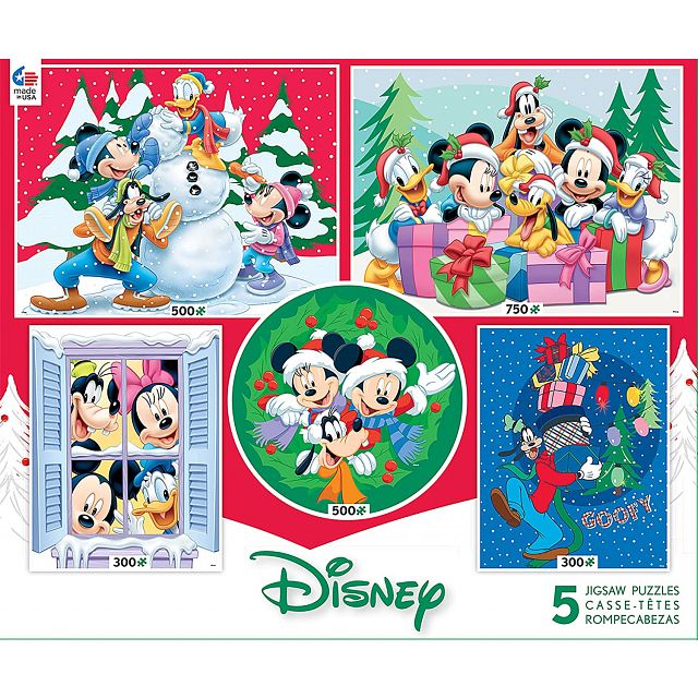 5 in 1 Multi-Piece Puzzle Set - Disney Holiday Fun