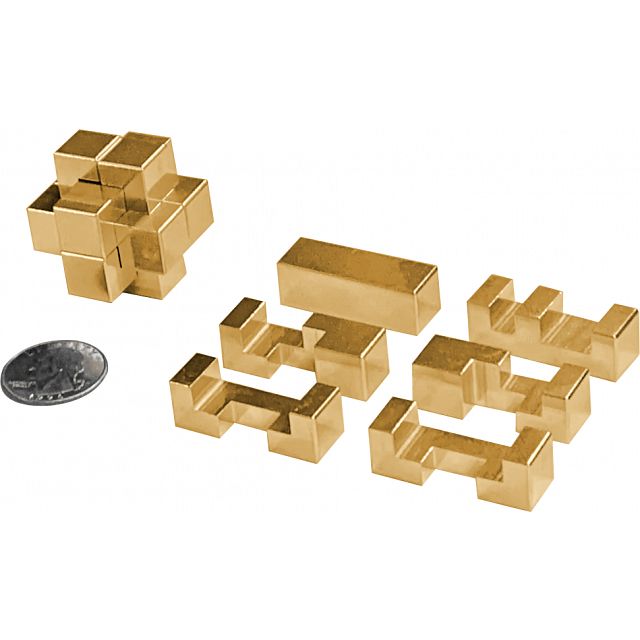 Yamato Block - Brass 6 Piece Burr Puzzle | More Metal Puzzles