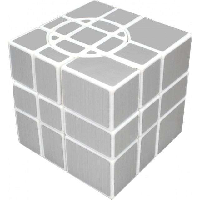 Crazy Mirror 3x3x3 Cube I (2 circles, locked) Silver Labels