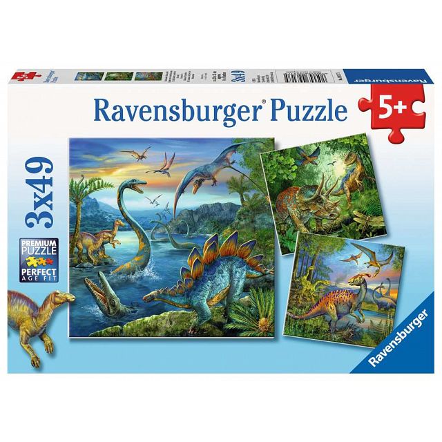 Dinosaur Fascination - 3 x 49 Piece Puzzles