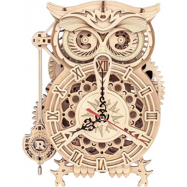 ROKR Wooden Mechanical Gears Model - Owl Clock