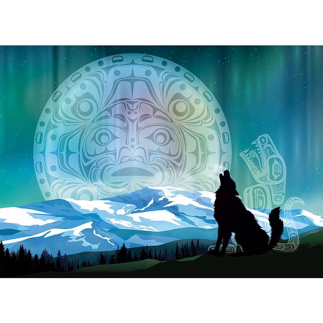 Two Wolves - Large Piece