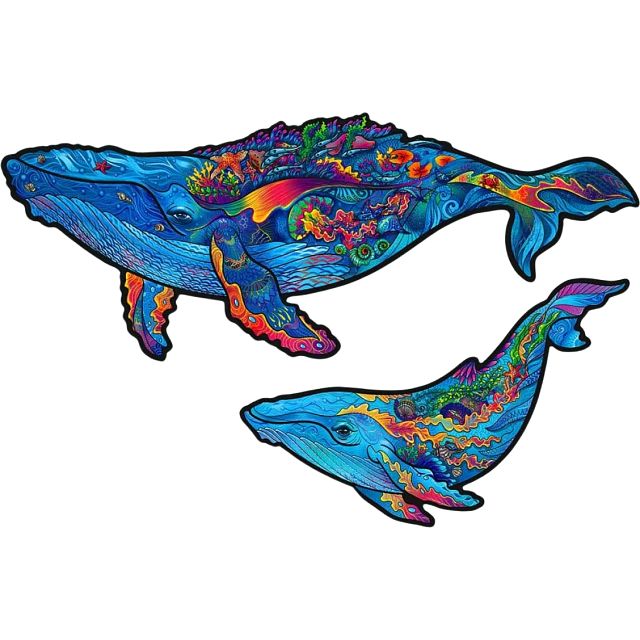 Milky Whales - Shaped Wooden Jigsaw Puzzle