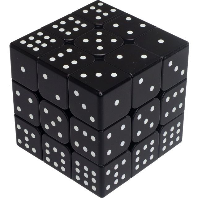 3x3x3 Blind Touching Dice Cube (Version 1) - Black Body