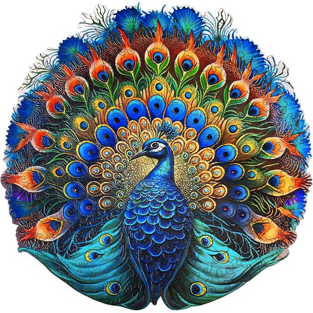 Peacock - 200 Piece Shaped Wooden Jigsaw Puzzle