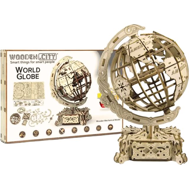 Wooden Mechanical DIY Model: World Globe