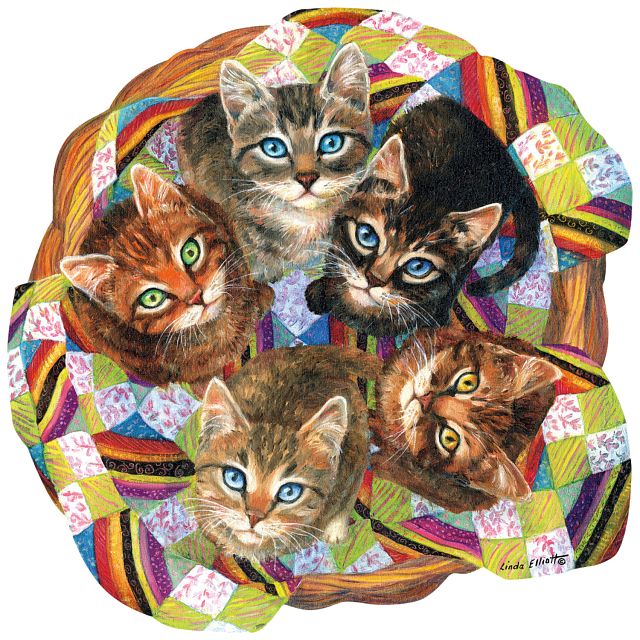 Kitten Basket - Shaped Jigsaw Puzzle