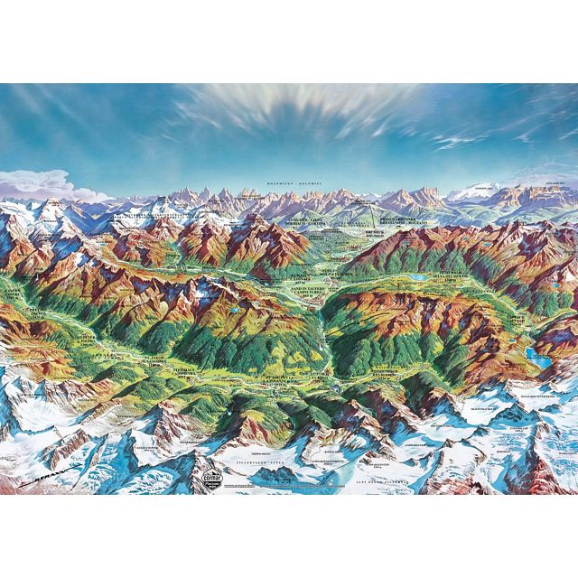 Map Art: Alpine Mountain World