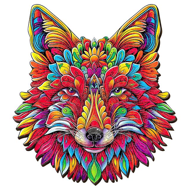 Fox Mandala - 200 Piece Shaped Wooden Jigsaw Puzzle