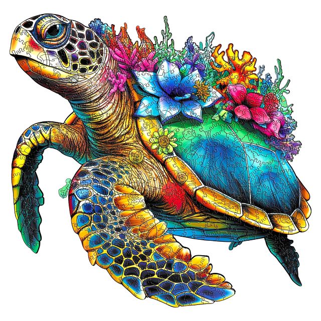 Turtle - 200 Piece Shaped Wooden Jigsaw Puzzle