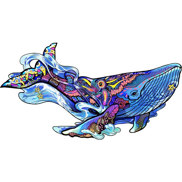Rainbow Wooden Puzzle - Blue Whale