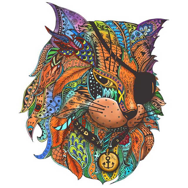 Rainbow Wooden Puzzle - Pirate Cat
