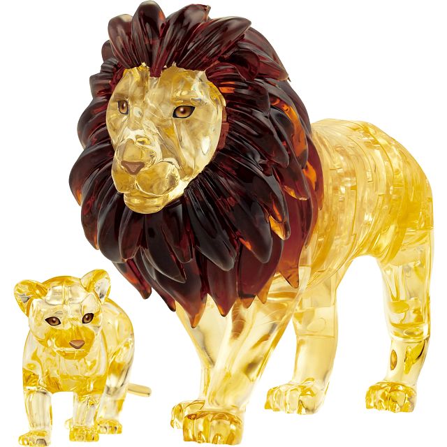 3D Crystal Puzzle - Lion & Baby (Gold)