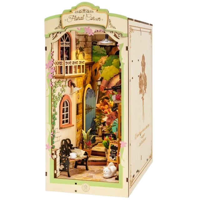 Rolife DIY Book Nook Shelf Insert (Bookend) - Floral Corner