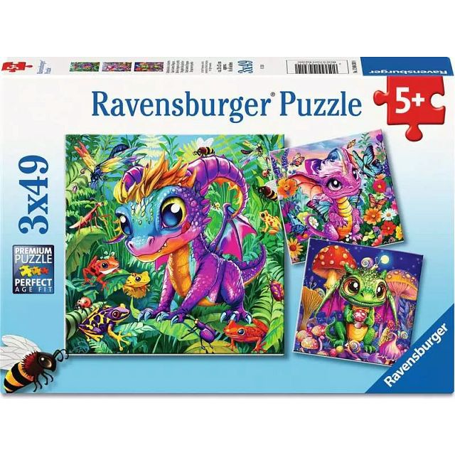 Baby Garden Dragons - 3 x 49 Piece Puzzles