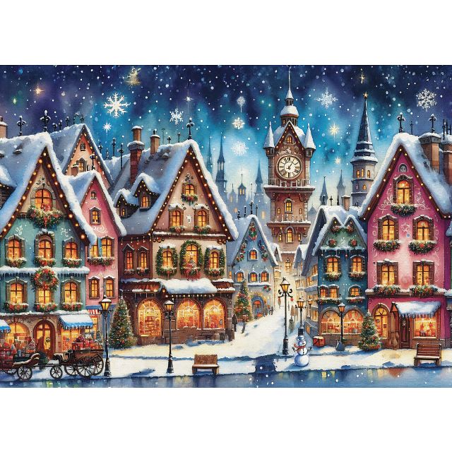 Twinkling Holiday Streets - 1000 Piece Jigsaw Puzzle