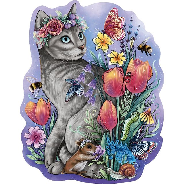 Lovely Cat - Shaped Wooden Jigsaw Puzzle