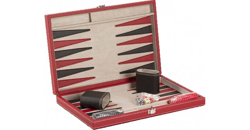 15 inch Backgammon Set - Black and Red Leatherette | Backgammon and ...