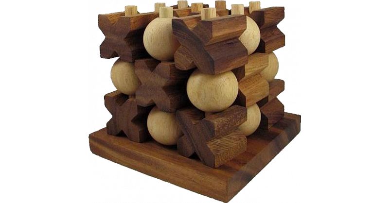 Wooden 3D Tic Tac Toe Stacking Game Challenging Table Game 4.5x3.5x5 Inch GC