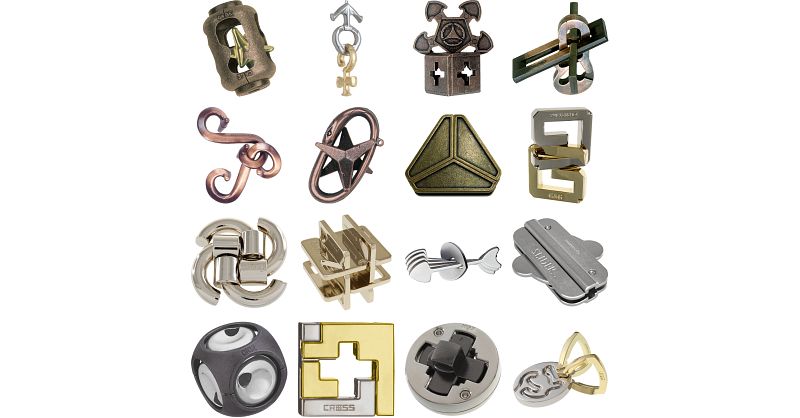 Level 7 - a set of 16 Hanayama puzzles | Hanayama Metal Puzzles