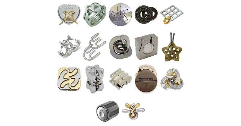 Level 9 - a set of 17 Hanayama Puzzles | Hanayama Metal Puzzles