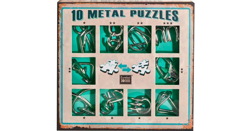 10 Metal Puzzle Set - Green | More Wire Puzzles | Puzzle Master Inc