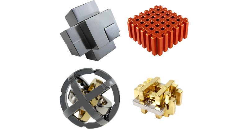 Level 9 - a set of 4 Puzzle Master Metal Puzzles | Puzzle Master