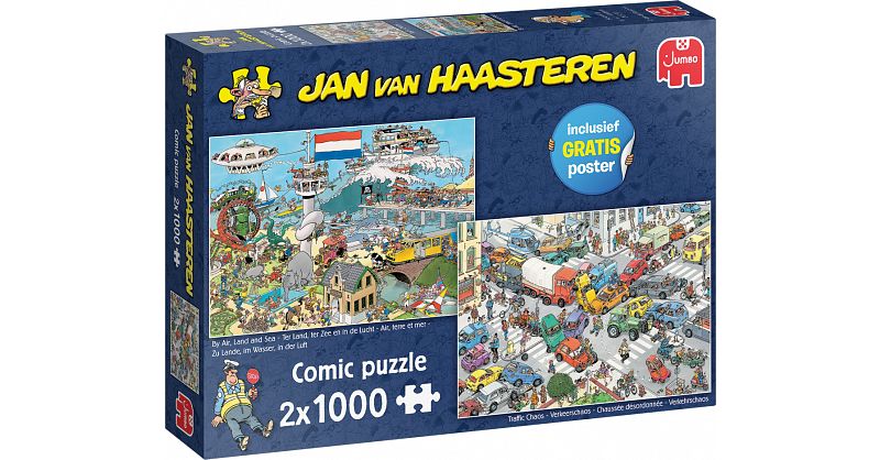 Jan van Haasteren- 2 x 1000 Traffic Chaos / By Air, Land and Sea