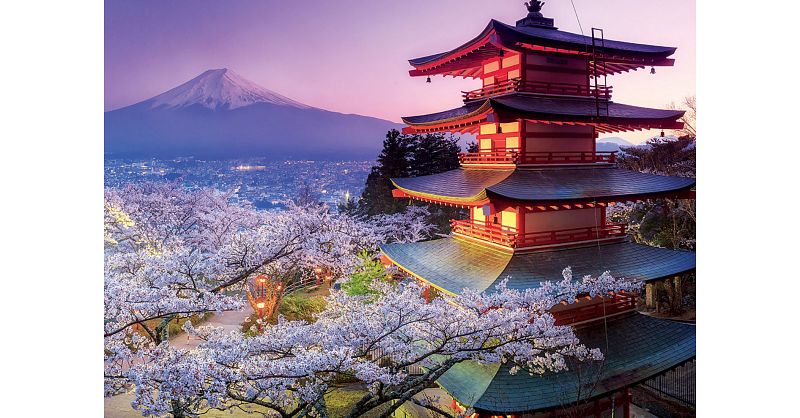 Calypto 500 Piece XL Puzzle - Mount Fuji Autumn Scene With Soft Touch Velvet Surface, Made In France - View #3